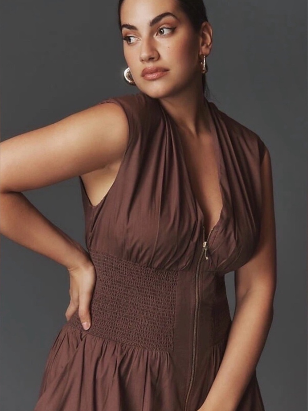 Anthropologie Tommie Cap Sleeve zip front dress - Picture 3 of 6
